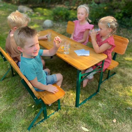 Table pique-nique pliante avec bancs à dossier pour 4 enfants Gris+Teck 10 - vertbaudet enfant 