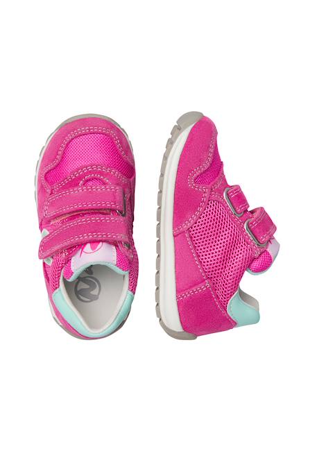 Sneakers en cuir et tissu sammy 3 vl. Beige-vert+Bleu foncé-orange+Céleste-jaune+Fuchsia-vert+Gris-bleu+Rose-fuchsia+Rose-jaune+Rouge-vert+Sage-rose 19 - vertbaudet enfant 