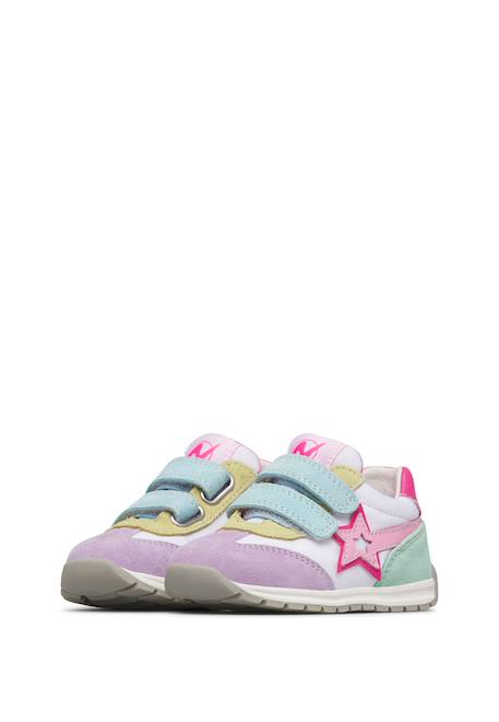 Sneakers en cuir et tissu crumi vl. Blanc-lilas+Bleu-blanc 5 - vertbaudet enfant 