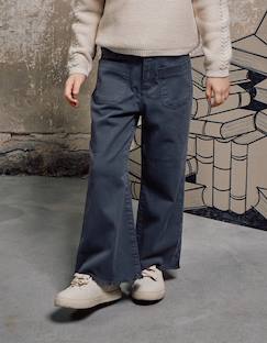 -Pantalon à jambe large en sergé avec poches b&s