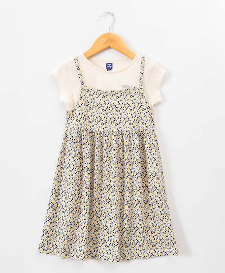 Ensemble robe + haut 100% coton fille Imprime bleu fond grege 1 - vertbaudet enfant 