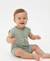 Combishort 100% coton bébé mixte Fond blanc casse raye kaki 1 - vertbaudet enfant 