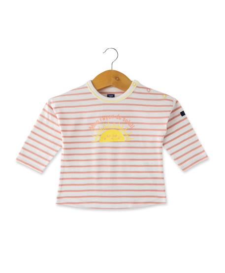 Bébé-T-shirt, sous-pull-Mariniere manches longues 100% coton bébé fille
