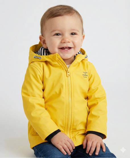 Ciré imperméable à capuche bébé garçon Jaune marin 1 - vertbaudet enfant 