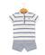 Ensemble short + haut 100% coton bébé garçon Fond blanc raye bleu 1 - vertbaudet enfant 