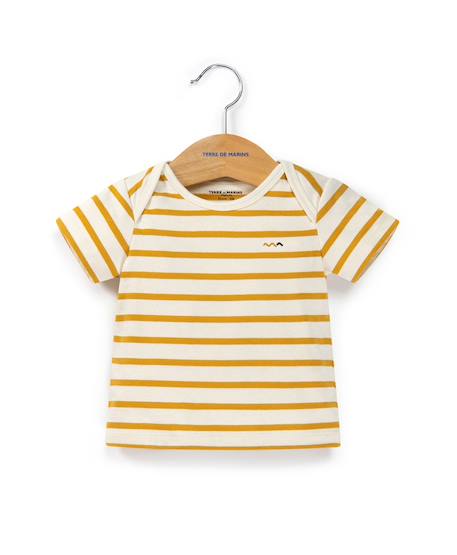 Mariniere manches courtes bébé Fond grege raye jaune 1 - vertbaudet enfant 