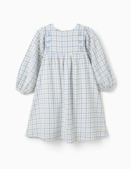 Robe en coton à carreaux et manches bouffantes Vert clair 4 - vertbaudet enfant 