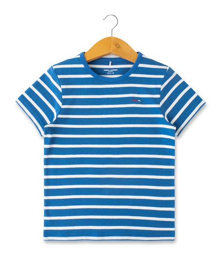 Mariniere manches courtes 100% coton garçon Fond bleu moyen raye b.casse 1 - vertbaudet enfant 