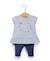 Ensemble tunique + leggings 100% coton bébé fille Fond blanc raye marine 1 - vertbaudet enfant 