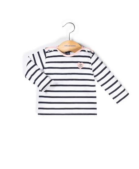 Mariniere manches longues 100% coton bébé fille Fond blanc raye indigo 1 - vertbaudet enfant 