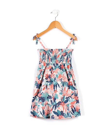 Robe sans manches 100% coton fille Imprime fond rose 1 - vertbaudet enfant 