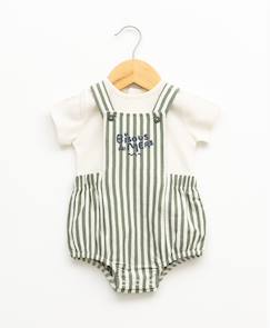 -Ensemble salopette + haut 100% coton bébé garçon