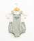Ensemble salopette + haut 100% coton bébé garçon Fond naturel raye kaki 1 - vertbaudet enfant 