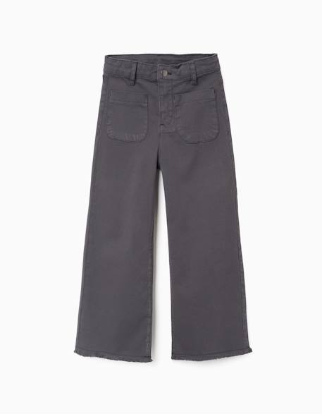 Pantalon à jambe large en sergé avec poches b&s Gris foncé 2 - vertbaudet enfant 