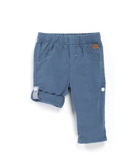 Pantalon 100% coton bébé garçon Bleu blanchi 1 - vertbaudet enfant 