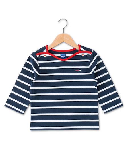 Bébé-T-shirt, sous-pull-Mariniere manches longues 100% coton bébé garçon