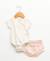 Ensemble bloomer + haut 100% coton bébé fille Fond blanc casse raye rose 1 - vertbaudet enfant 