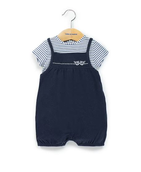 Ensemble salopette + haut 100% coton bébé fille Indigo 1 - vertbaudet enfant 