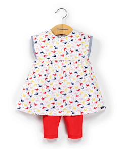 Ensemble robe + bas 100% coton bébé fille  - vertbaudet enfant