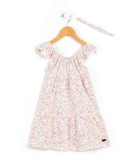 Fille-Ensemble robe + bandeau 100% coton fille