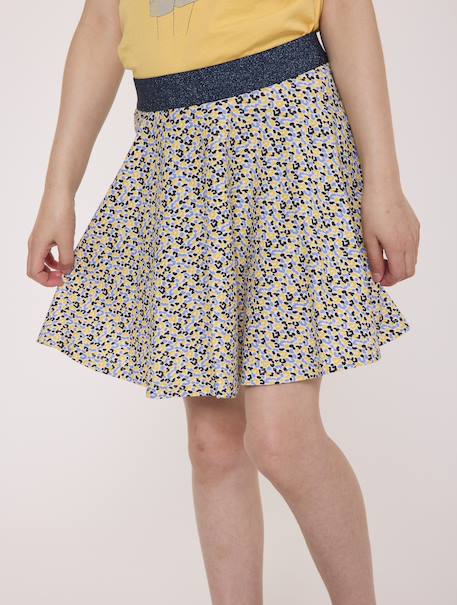 Jupe short 100% coton fille Imprime bleu fond grege 1 - vertbaudet enfant 
