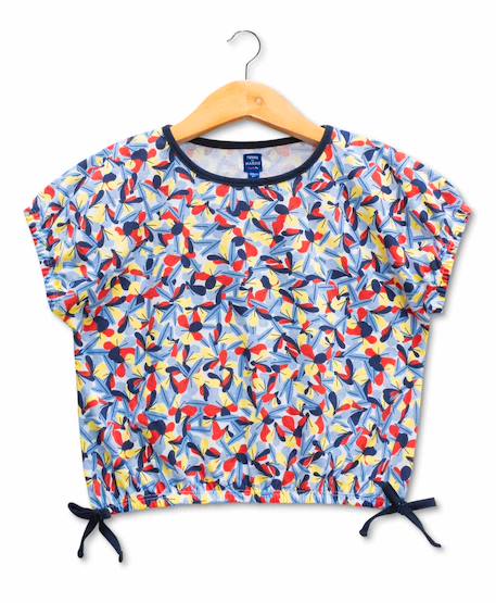 T-shirt manches courtes 100% coton fille Imprime bleu 1 - vertbaudet enfant 