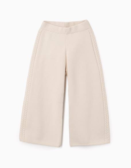 Pantalon à jambe large en maille b&s Beige clair 4 - vertbaudet enfant 