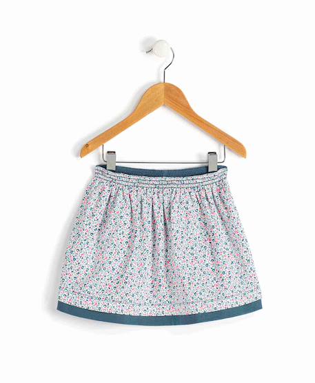 Jupe courte 100% coton fille Bleu 1 - vertbaudet enfant 