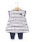 Ensemble robe + bas 100% coton bébé fille Fond blanc raye indigo 1 - vertbaudet enfant 