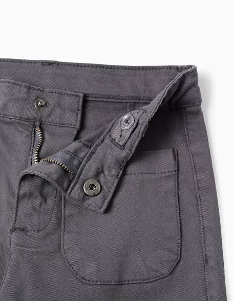 Pantalon à jambe large en sergé avec poches b&s Gris foncé 4 - vertbaudet enfant 