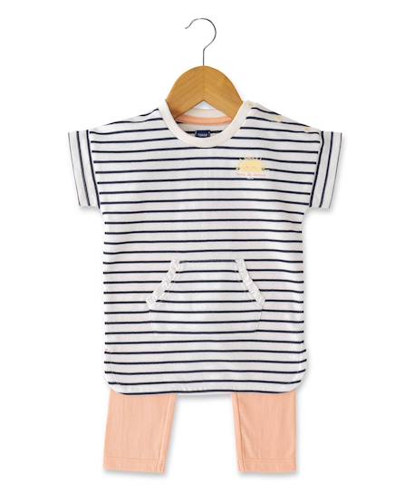 Bébé-Ensemble-Ensemble robe + bas 100% coton bébé fille