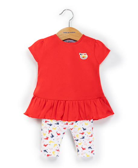 Bébé-Ensemble tunique + leggings 100% coton bébé fille
