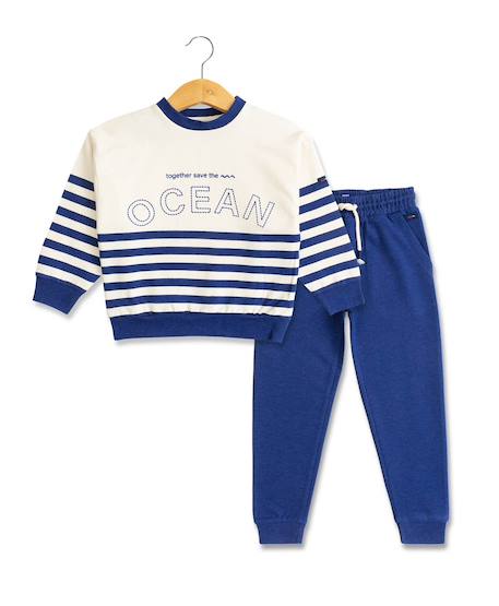 Ensemble pantalon + haut garçon Bleu vif 1 - vertbaudet enfant 