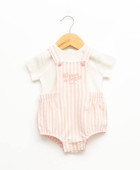 Bébé-Ensemble-Ensemble salopette + haut 100% coton bébé fille