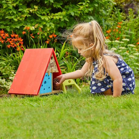 Maison de jardin pour insectes  bois fsc® Marron - bleu - rouge - jaune 3 - vertbaudet enfant 