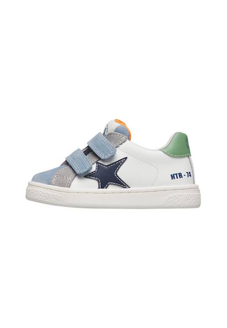 Baskets en cuir et suède pinn vl. Blanc crème-céleste 3 - vertbaudet enfant 