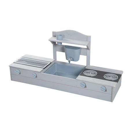Bac à sable et cuisine 2 en 1 pour balcon - certifié fsc® - bois massif lasuré gris Gris clair 2 - vertbaudet enfant 