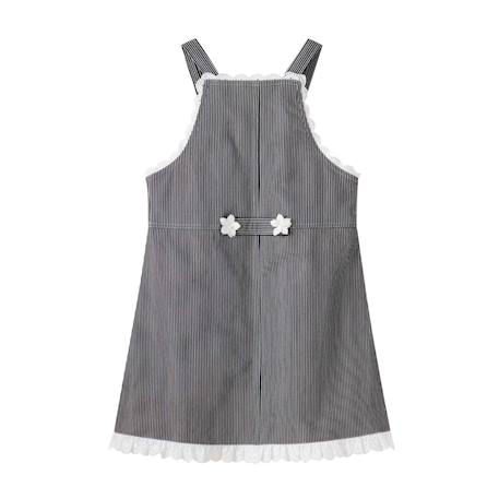 Robe salopette  jean rayée    lola Bleu marine blanc 4 - vertbaudet enfant 