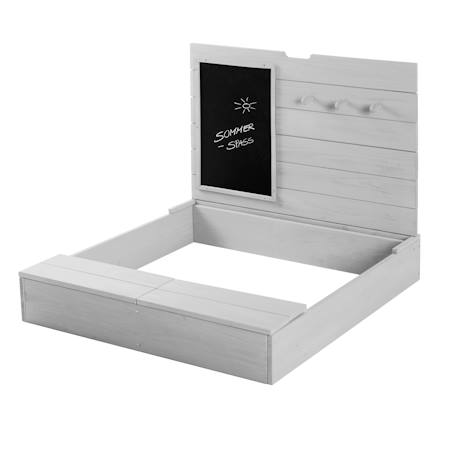 Bac à sable en bois massif avec couvercle et tableau noir Gris 2 - vertbaudet enfant 
