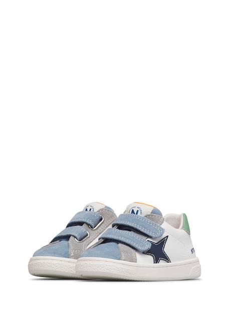 Baskets en cuir et suède pinn vl. Blanc crème-céleste 5 - vertbaudet enfant 