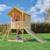 Maisonnette cabane sur pilotis avec toboggan colline bois fsc® Marron - vert kaki 1 - vertbaudet enfant 