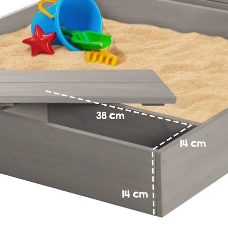 Bac à sable en bois massif avec couvercle et tableau noir Gris 4 - vertbaudet enfant 