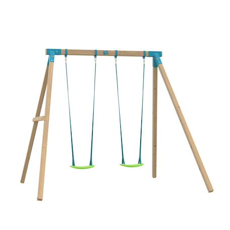 Portique 2 balançoires acacia bois h243cm Marron - bleu - vert 2 - vertbaudet enfant 