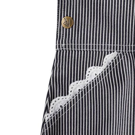 Robe salopette  jean rayée    lola Bleu marine blanc 5 - vertbaudet enfant 