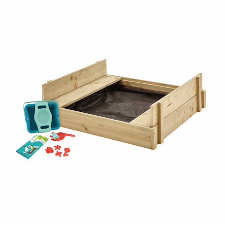 Bac à sable avec bancs et kit accessoires explorateur bois fsc® Marron 2 - vertbaudet enfant 