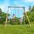 Portique 2 balançoires acacia bois h243cm Marron - bleu - vert 1 - vertbaudet enfant 