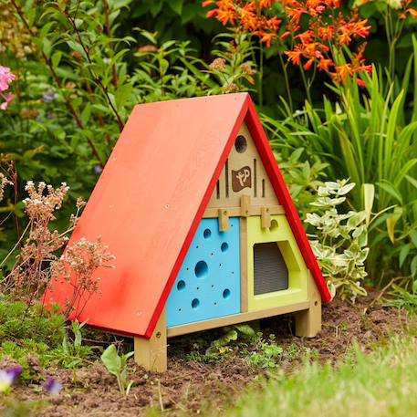 Maison de jardin pour insectes  bois fsc® Marron - bleu - rouge - jaune 1 - vertbaudet enfant 