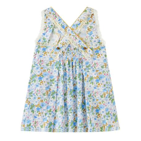 Blouse  fleurie   à bretelles croisées  anaïs Bleu ciel fleuri rose 5 - vertbaudet enfant 