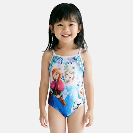 Maillot de bain enfant motif animé la reine des neiges Bleu+Mauve 6 - vertbaudet enfant 
