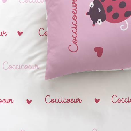 Parure de lit imprimée 100% coton, cocci coeur Rose 2 - vertbaudet enfant 